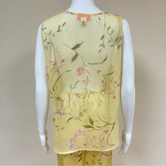 Oscar de la Renta Pink label Peignoir Top Kimono Robe Pant set Floral Print L - Picture 10 of 17
